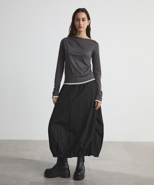 CITY TOKYO（シティトウキョウ）の「Drape Layered Tops/ドレープレイヤードトップス/カットソー（Tシャツ/カットソー・レディース・ピンク/ホワイト/チャコールグレー・FREE）」の13枚目の写真