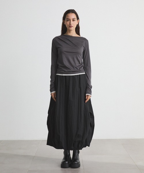 CITY TOKYO（シティトウキョウ）の「Drape Layered Tops/ドレープレイヤードトップス/カットソー（Tシャツ/カットソー・レディース・ピンク/ホワイト/チャコールグレー・FREE）」の5枚目の写真