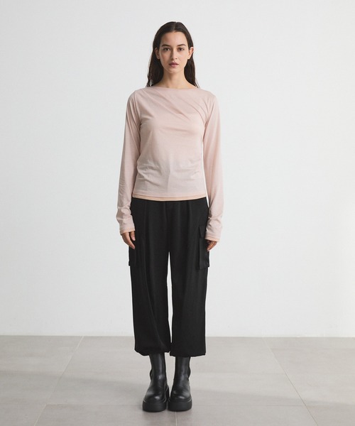 CITY TOKYO（シティトウキョウ）の「Drape Layered Tops/ドレープレイヤードトップス/カットソー（Tシャツ/カットソー・レディース・ピンク/ホワイト/チャコールグレー・FREE）」の6枚目の写真