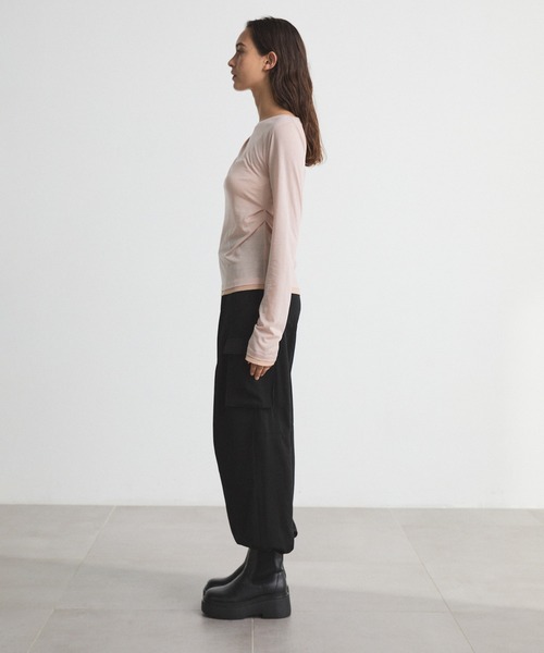 CITY TOKYO（シティトウキョウ）の「Drape Layered Tops/ドレープレイヤードトップス/カットソー（Tシャツ/カットソー・レディース・ピンク/ホワイト/チャコールグレー・FREE）」の20枚目の写真