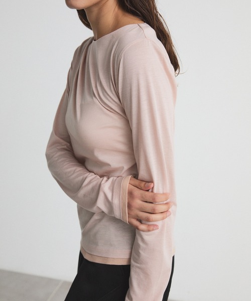 CITY TOKYO（シティトウキョウ）の「Drape Layered Tops/ドレープレイヤードトップス/カットソー（Tシャツ/カットソー・レディース・ピンク/ホワイト/チャコールグレー・FREE）」の10枚目の写真