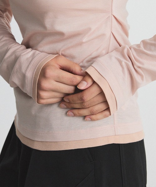 CITY TOKYO（シティトウキョウ）の「Drape Layered Tops/ドレープレイヤードトップス/カットソー（Tシャツ/カットソー・レディース・ピンク/ホワイト/チャコールグレー・FREE）」の17枚目の写真