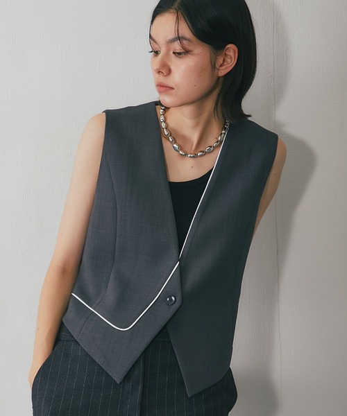 SMILE ORCHID(スマイルオーキッド)の「パイピングジレ(ベスト・レディース・ブラック/グレー・M)」の20枚目の写真