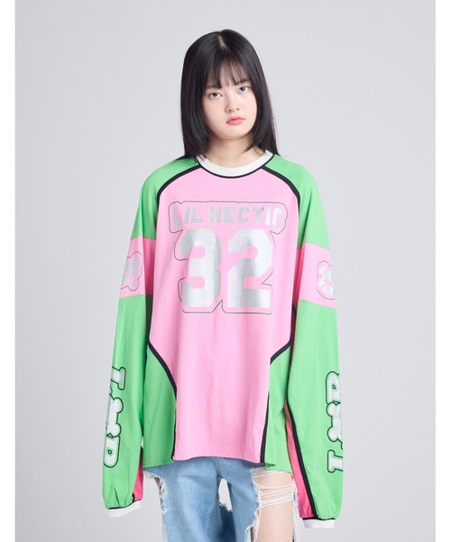 Little sunny bite(リトルサニーバイト)の「【RES】【little sunny bite】numbering long tee(Tシャツ/カットソー・レディース・ホワイト/ブラック/ピンク・MEDIUM/SMALL)」の3枚目の写真