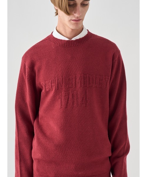 JOHN SMEDLEY(ジョンスメドレー)の「JSロゴインターシャ クルーネック長袖ニットプルオーバー(ニット/セーター・メンズ・レッド/グリーン/ブラウン・L/M/S)」の4枚目の写真