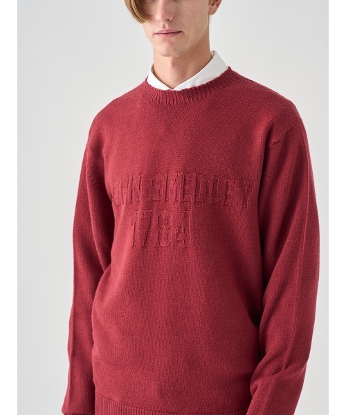 JOHN SMEDLEY(ジョンスメドレー)の「JSロゴインターシャ クルーネック長袖ニットプルオーバー(ニット/セーター・メンズ・レッド/グリーン/ブラウン・L/M/S)」の5枚目の写真