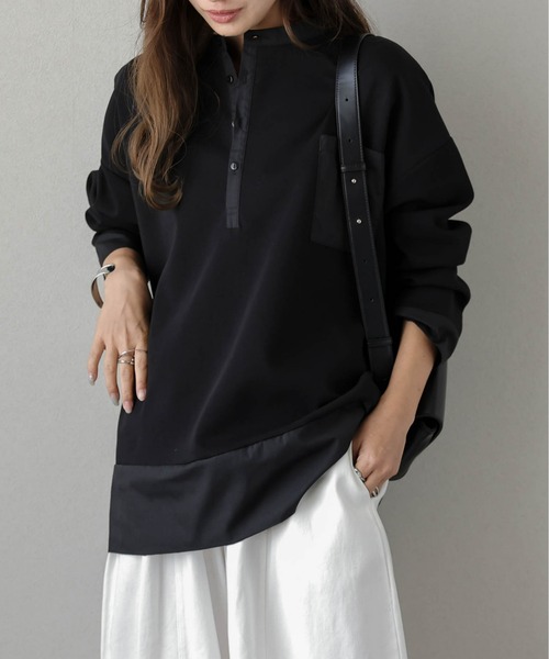 lesperance(レスぺランス)の「ヘンリーネックプルオーバー(Tシャツ/カットソー・レディース・ブラウン/グレー/カーキ/ブラック・フリー)」の2枚目の写真