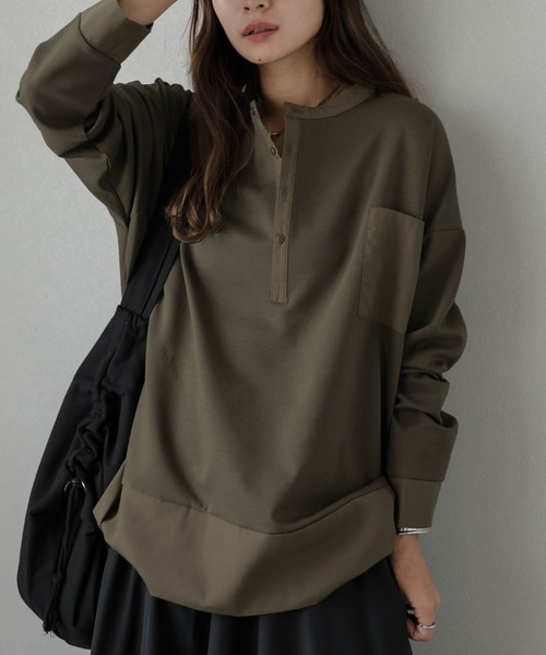 lesperance(レスぺランス)の「ヘンリーネックプルオーバー(Tシャツ/カットソー・レディース・ブラウン/グレー/カーキ/ブラック・フリー)」の11枚目の写真