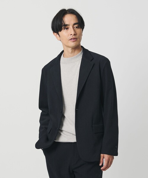 UNITED ARROWS リネン100% ソリット2Bジャケット 黒 48 L ブラッシュド ツイル 2B ジャケット（テーラードジャケット