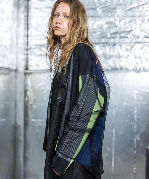 AULA AILA(アウラアイラ)の「チュールレイヤードカラーブロックカーディガン(カーディガン/ボレロ・レディース・グレー/ブラック/グリーン・0)」の2枚目の写真