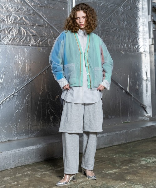 AULA AILA(アウラアイラ)の「チュールレイヤードカラーブロックカーディガン(カーディガン/ボレロ・レディース・グレー/ブラック/グリーン・0)」の7枚目の写真