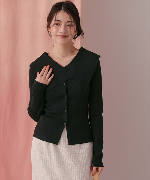 titivate(ティティベイト)の「UVケア/抗ピルビッグカラーリブニット(ニット/セーター・レディース・ネイビー/ライトブラウン/ブラック/イエロー系その他/アイボリー・S/L/M)」の7枚目の写真