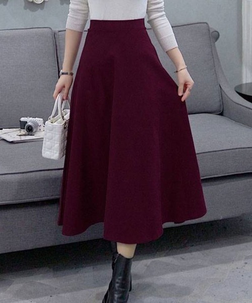 SallyLunn(サリーラン)の「Aラインフレアミディスカート(スカート・レディース・ブラック/ワイン・L/M)」の3枚目の写真