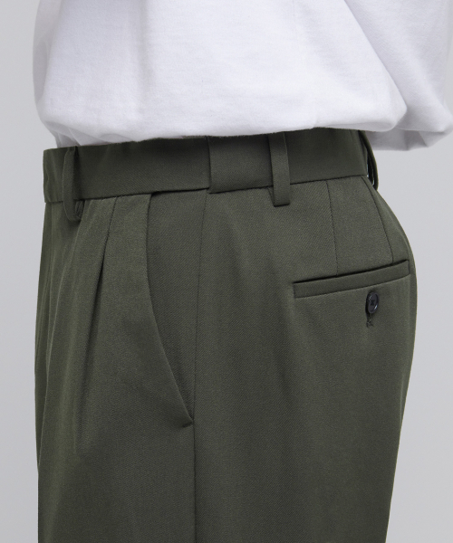 MUSINSA STANDARD（ムシンサスタンダード）の「ワイドヒドゥンバンディングクロップドスラックス[ダスティカーキ]（スラックス・メンズ・その他・26）」の5枚目の写真