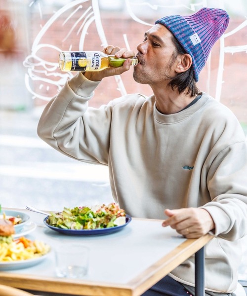 THE MILES（ザ マイルズ）の「ellipsis イリップシス Crew Kneck Sweat-D.H- クルーネックスエット-D.H-（スウェット・メンズ・グレイッシュベージュ/ブラック・LARGE/MEDIUM）」の7枚目の写真