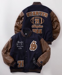 スタジャン（ブルー・ネイビー/青色系・ブランドロゴ）ファッション