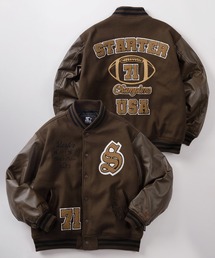 マルシェノア　希少　刺繍入りスタジャン ブラウン/アイボリー　オシャレカジュアル マルシェノア 希少 刺繍入りスタジャン ブラウン/アイボリー オシャレ