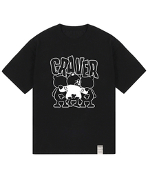 [ユニセックス]3ベアコミックスロゴ半袖Tシャツ_ブラック