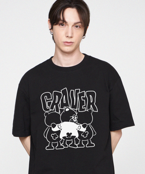 GRAVER（グレーバー）の「[ユニセックス]3ベアコミックスロゴ半袖Tシャツ_ブラック（Tシャツ/カットソー・レディース・ブラック・X-LARGE/SMALL/MEDIUM/LARGE）」の8枚目の写真