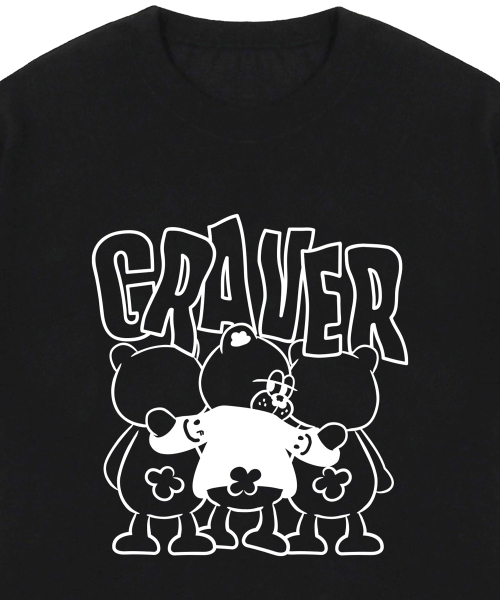 GRAVER（グレーバー）の「[ユニセックス]3ベアコミックスロゴ半袖Tシャツ_ブラック（Tシャツ/カットソー・レディース・ブラック・X-LARGE/SMALL/MEDIUM/LARGE）」の9枚目の写真
