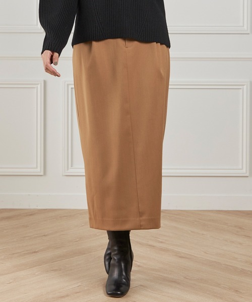 INED（イネド）の「TWサテンベルテッドスカート（スカート・レディース・ネイビー/キャメル/チャコールグレー・7号/9号/11号）」の3枚目の写真