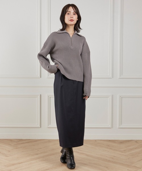 INED（イネド）の「TWサテンベルテッドスカート（スカート・レディース・ネイビー/キャメル/チャコールグレー・7号/9号/11号）」の14枚目の写真