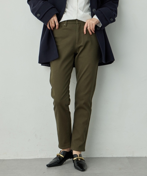 Petit Honfleur（プチオンフルール）の「フリースボンディングパンツ【発熱素材・ストレッチ・ウエストゴム】（その他パンツ・レディース・ブラック/カーキ/ベージュ・61/64/67）」の3枚目の写真