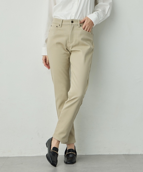 Petit Honfleur（プチオンフルール）の「フリースボンディングパンツ【発熱素材・ストレッチ・ウエストゴム】（その他パンツ・レディース・ブラック/カーキ/ベージュ・61/64/67）」の4枚目の写真