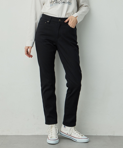 Petit Honfleur（プチオンフルール）の「フリースボンディングパンツ【発熱素材・ストレッチ・ウエストゴム】（その他パンツ・レディース・ブラック/カーキ/ベージュ・61/64/67）」の9枚目の写真