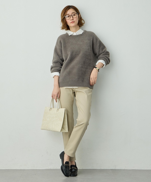 Petit Honfleur（プチオンフルール）の「フリースボンディングパンツ【発熱素材・ストレッチ・ウエストゴム】（その他パンツ・レディース・ブラック/カーキ/ベージュ・61/64/67）」の18枚目の写真