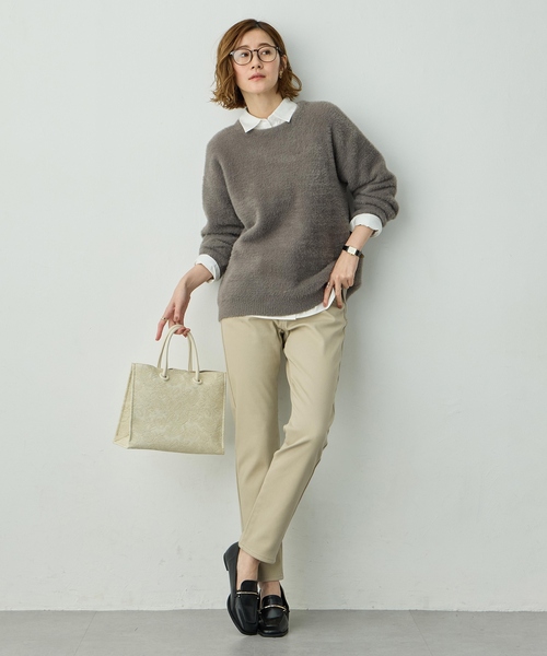 Petit Honfleur（プチオンフルール）の「フリースボンディングパンツ【発熱素材・ストレッチ・ウエストゴム】（その他パンツ・レディース・ブラック/カーキ/ベージュ・61/64/67）」の19枚目の写真