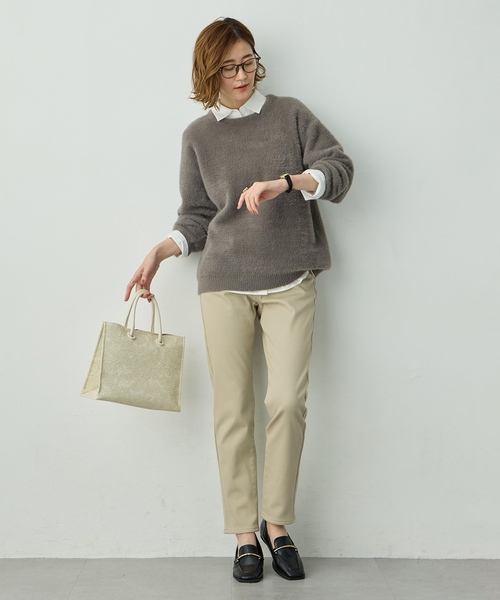 Petit Honfleur（プチオンフルール）の「フリースボンディングパンツ【発熱素材・ストレッチ・ウエストゴム】（その他パンツ・レディース・ブラック/カーキ/ベージュ・61/64/67）」の20枚目の写真