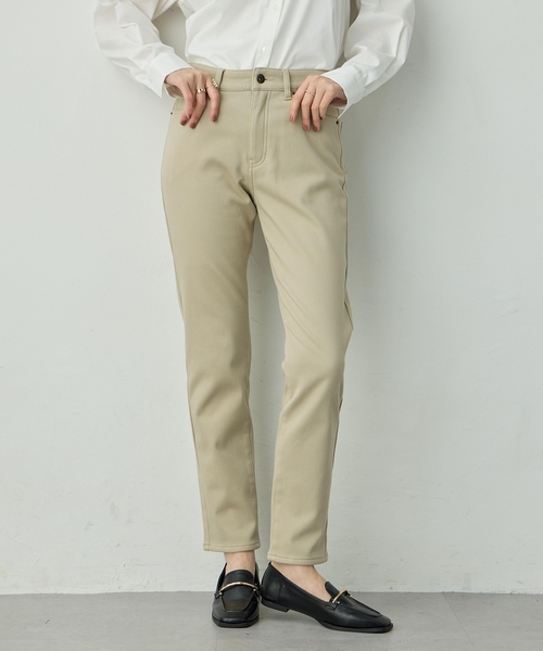 Petit Honfleur（プチオンフルール）の「フリースボンディングパンツ【発熱素材・ストレッチ・ウエストゴム】（その他パンツ・レディース・ブラック/カーキ/ベージュ・61/64/67）」の2枚目の写真