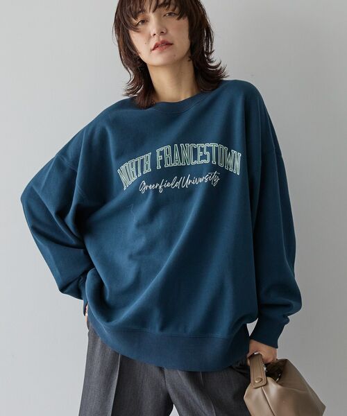 セール】手書き風カレッジロゴ裏毛プルオーバー（スウェット