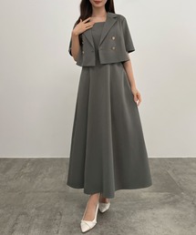 CENEA（セネア）の「コンパクト半袖ショートジャケット+フレアキャミワンピース[低身長サイズLP有り]（セットアップ）」