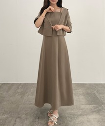 CENEA（セネア）の「コンパクト半袖ショートジャケット+フレアキャミワンピース[低身長サイズLP有り]（セットアップ）」