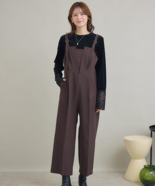 KATHARINE ROSS(キャサリンロス)の「【PILLINI/ピリーニ】ダブルクロスサロペット(サロペット/オーバーオール・レディース・ダークブラウン/ブラック・FREE)」の1枚目の写真