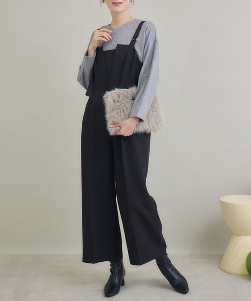 KATHARINE ROSS(キャサリンロス)の「【PILLINI/ピリーニ】ダブルクロスサロペット(サロペット/オーバーオール・レディース・ダークブラウン/ブラック・FREE)」の2枚目の写真