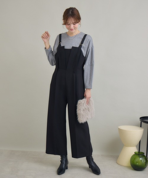 KATHARINE ROSS(キャサリンロス)の「【PILLINI/ピリーニ】ダブルクロスサロペット(サロペット/オーバーオール・レディース・ダークブラウン/ブラック・FREE)」の5枚目の写真