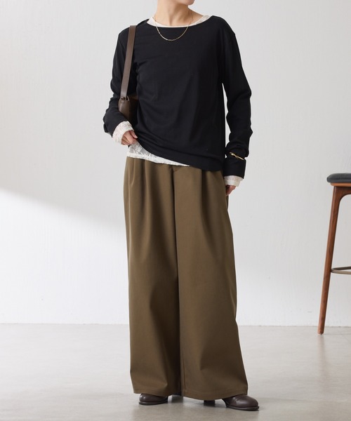 COLLAGE GALLARDAGALANTE(コラージュガリャルダガランテ)の「タックワイドチノパンツ(チノパンツ・レディース・ベージュ/カーキ・FREE)」の11枚目の写真