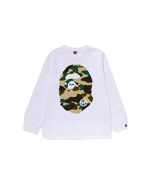 A BATHING APE(アベイシングエイプ)の「1ST CAMO BIG APE HEAD LS TEE(Tシャツ/カットソー・キッズ・ホワイト×グリーン/ブラック×イエロー/ブラック×グリーン/ホワイト×イエロー・90/110/140/130/100)」の2枚目の写真