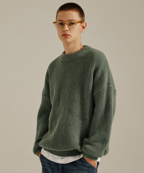 Wool Bulky Round Knit — объёмный шерстяной круговой свитер, мятный