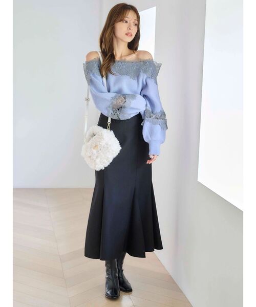 MERCURYDUO（マーキュリーデュオ）の「バックレースアップストレッチマーメイドスカート（スカート・レディース・アイボリー/チャコールグレー/ブラック/ピンク・X-SMALL/MEDIUM/SMALL）」の17枚目の写真