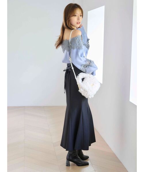 MERCURYDUO（マーキュリーデュオ）の「バックレースアップストレッチマーメイドスカート（スカート・レディース・アイボリー/チャコールグレー/ブラック/ピンク・X-SMALL/MEDIUM/SMALL）」の18枚目の写真