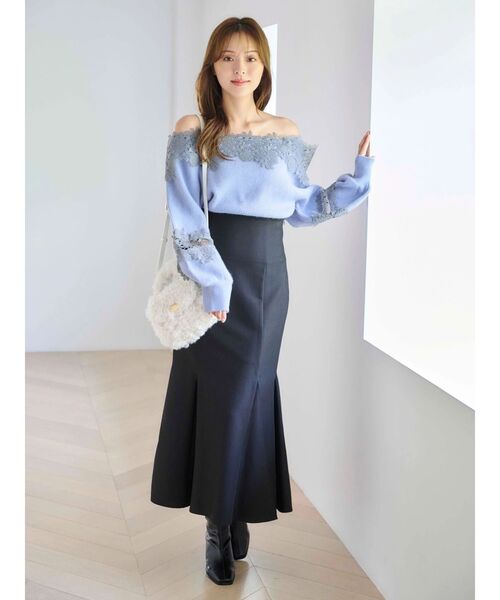 MERCURYDUO（マーキュリーデュオ）の「バックレースアップストレッチマーメイドスカート（スカート・レディース・アイボリー/チャコールグレー/ブラック/ピンク・X-SMALL/MEDIUM/SMALL）」の9枚目の写真