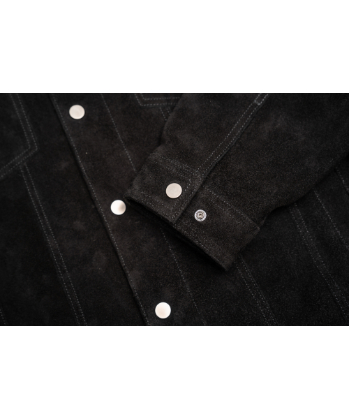 CONNECT KINLOCH（コネクトキンロック）の「[リアルレザー] 馬革ポイントスウェードトラッカージャケット [ブラック]（ライダースジャケット・メンズ・ブラック・SMALL/MEDIUM/LARGE）」の6枚目の写真