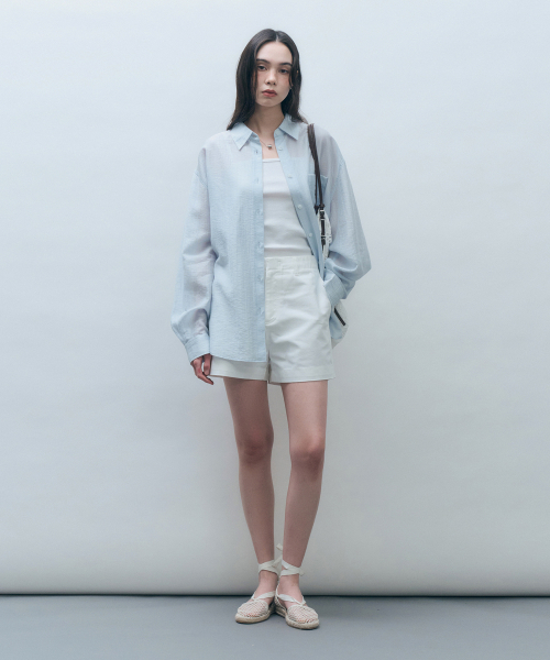 MONGDOL(モンドル)の「テンセルシースルールーズフィットシャツスカイブルーMDSH019SKYBLUE(シャツ/ブラウス・レディース・その他・F)」の3枚目の写真