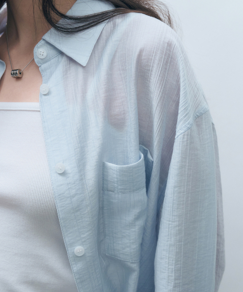 MONGDOL(モンドル)の「テンセルシースルールーズフィットシャツスカイブルーMDSH019SKYBLUE(シャツ/ブラウス・レディース・その他・F)」の4枚目の写真