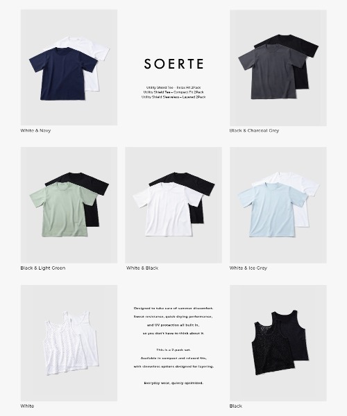 soerte（ソエルテ）の「【26SS】【2点セット】Utility Shield Tee - Regular Fit 2Pack / ユーティリティパックTシャツ（レギュラーフィット）（Tシャツ/カットソー・メンズ・チャコールグレー/ネイビー/ライトグリーン/ホワイト/アッシュグレー・3/2/1）」の6枚目の写真