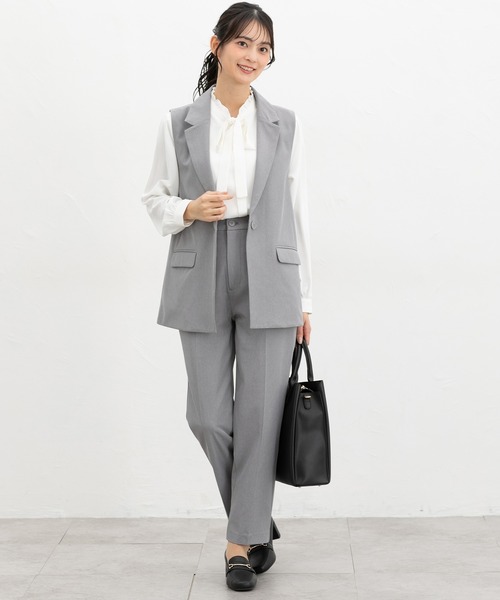 Honeys(ハニーズ)の「【ストレッチ・ウォッシャブル・イージーケア】センタープレスパンツ(股下63cm)(スラックス・レディース・ライトグレー系2/ダークベージュ/ネイビー/ライトグレー系1/ブラック・L/LL/M/S/3L)」の16枚目の写真